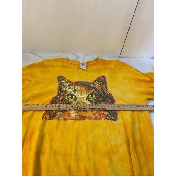 Cat Face lover tshirt yellow orange color tie dye Large 100 cotton - Picture 6 of 7